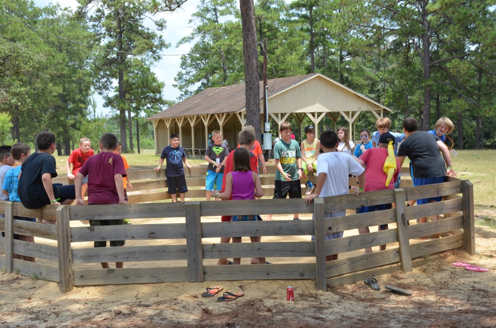 Campers playing GaGa Ball.