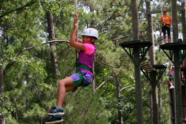 Girl camper on the big zipLine.